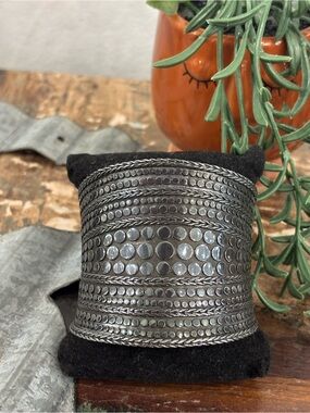 John Hardy Sterling Silver-Tone Embossed Dot & Rope Cuff Bracelet